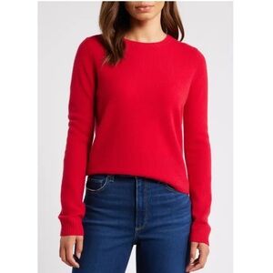 Halogen Cashmere Crew Cardigan in Red